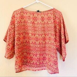 FOREVER 21 boho sunshine Print Crop blouse cottage womems size S